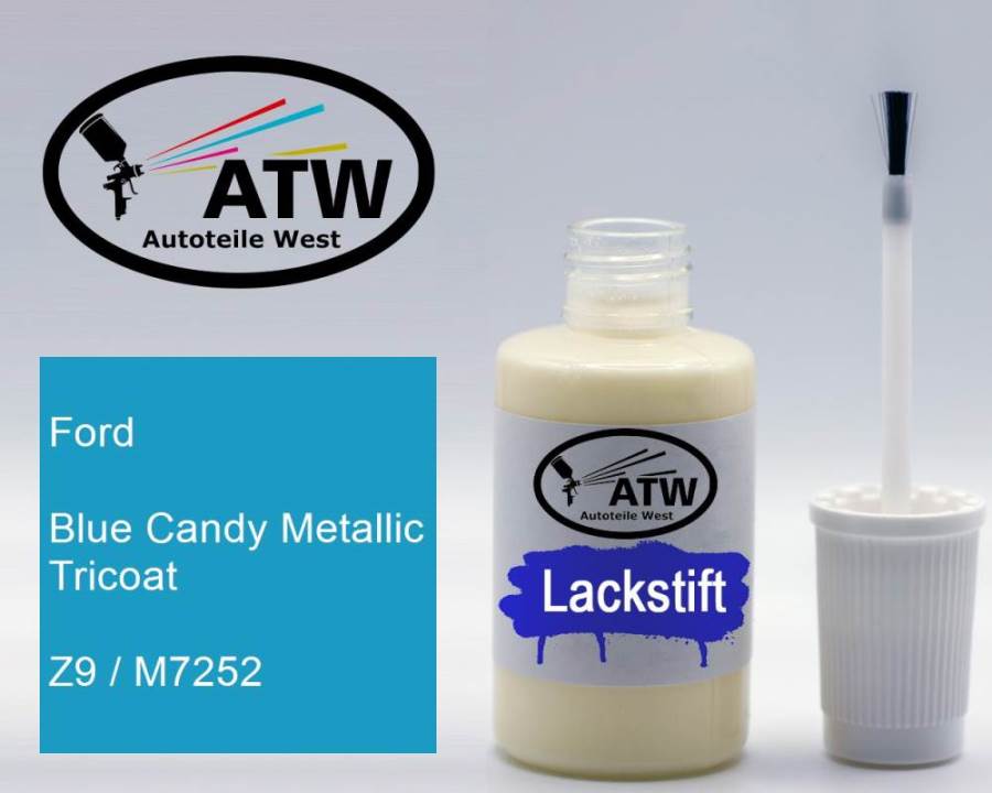 Ford, Blue Candy Metallic Tricoat, Z9 / M7252: 20ml Lackstift, von ATW Autoteile West.